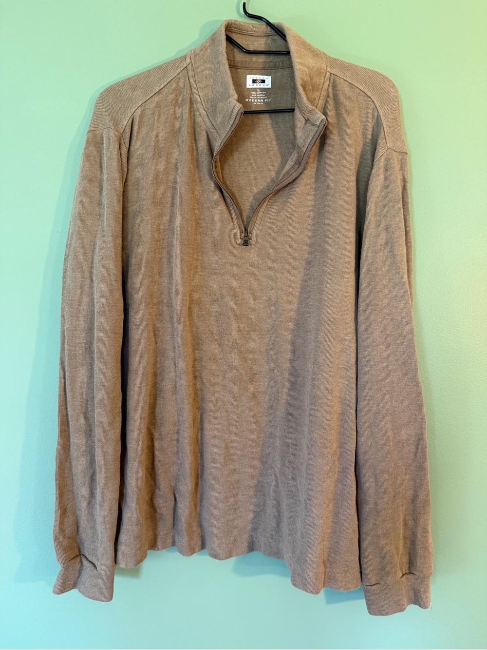 Joseph Abboud Men's Taupe Quarter-Zip Sweater